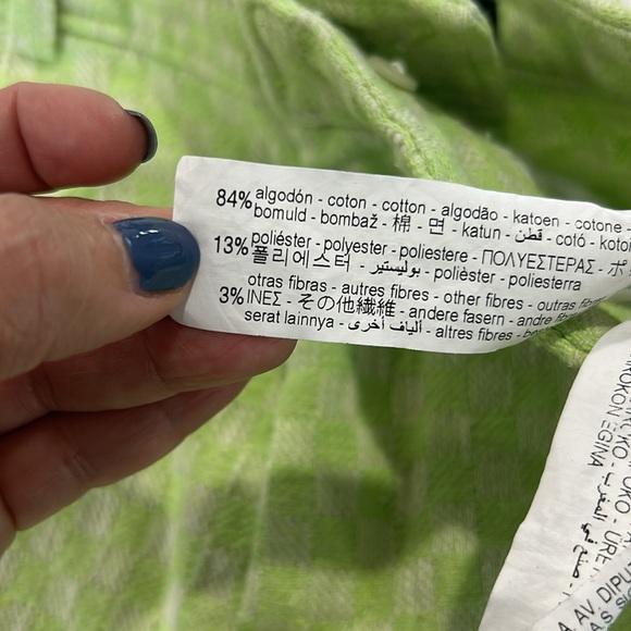 Zara Gingham High waist Straight Leg Lime Green. Size S (536) - Picture 6 of 13